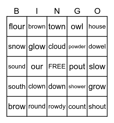 Unit 29 ou & ow Bingo Card