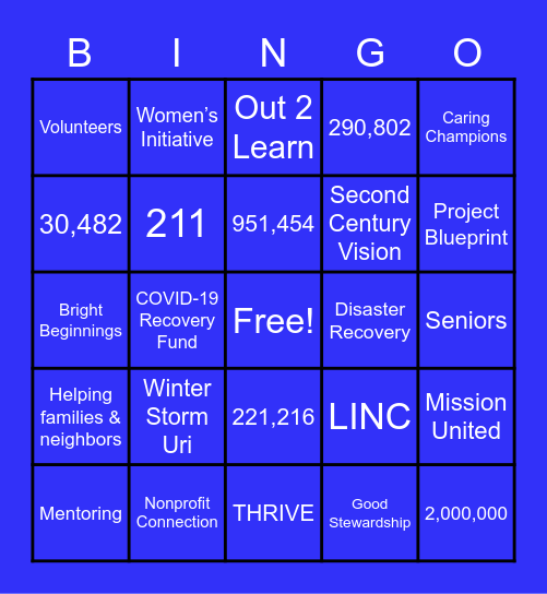 United Way Bingo Card