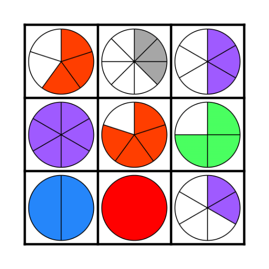 Fraction Circles Bingo Card