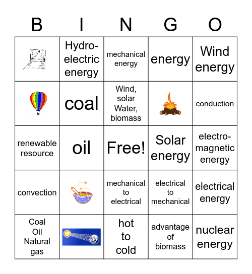 Energy S Bingo Card