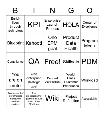 EPM BINGO Card