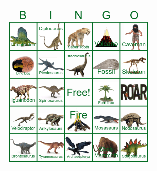 Dino Time Bingo Card