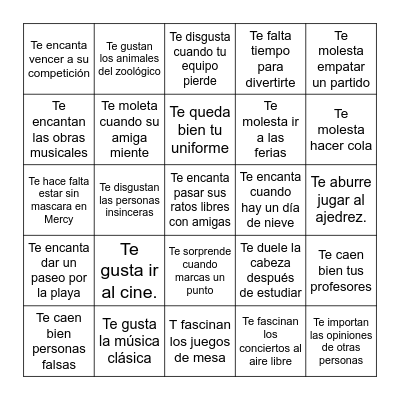 Encuentra a la persona a quien... Bingo Card