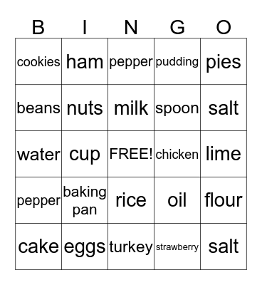 Let's cook Bingo Card