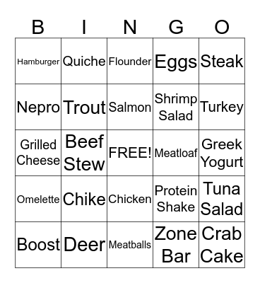 HIGH PROTEIN BINGO Card