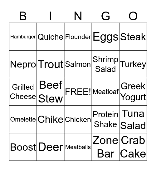 HIGH PROTEIN BINGO Card