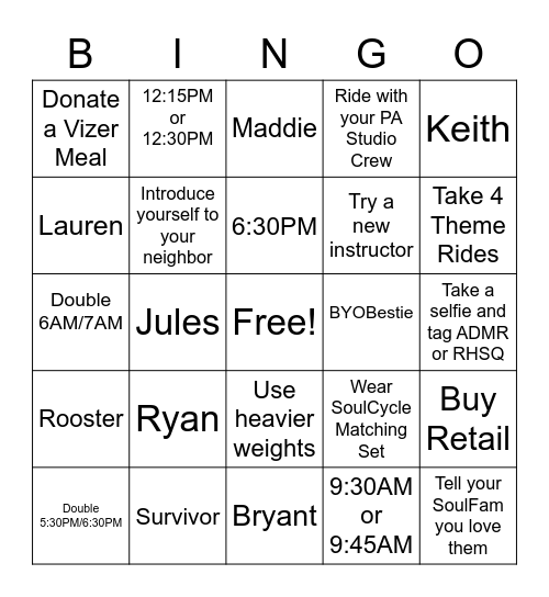 SOUL PHILLY Bingo Card