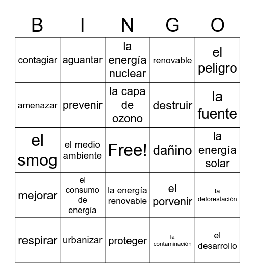 La ecología p158 Bingo Card