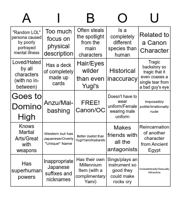 Yu-Gi-Oh! Fanfic Bingo (OC Edition) Bingo Card