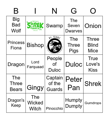 P53K Shrek Bingo Card