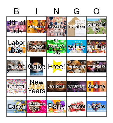 13-Celebrations Bingo Card
