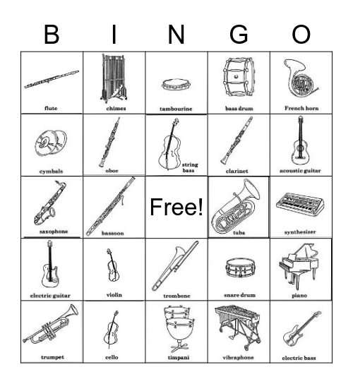 Instrument Bingo Card
