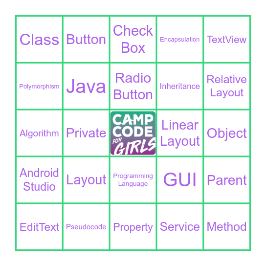 Camp Code Bingo Card