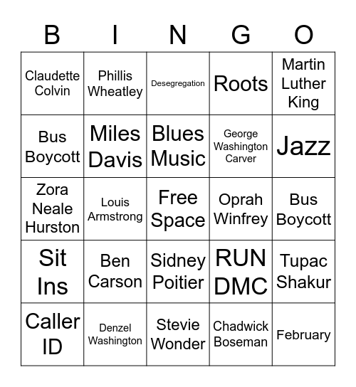 Black History Month Bingo Card