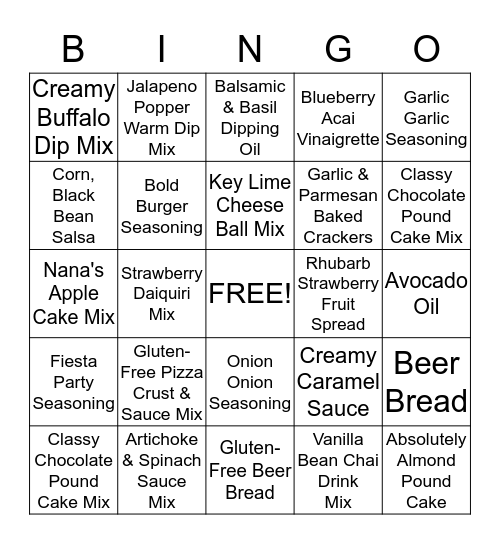 Tastefully Simple  Bingo Card