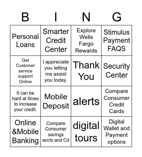 VCM Bingo Card