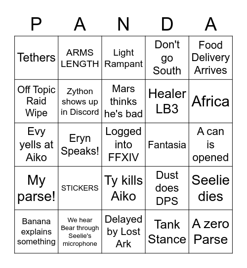 Raid time with Aiko! Bingo Card