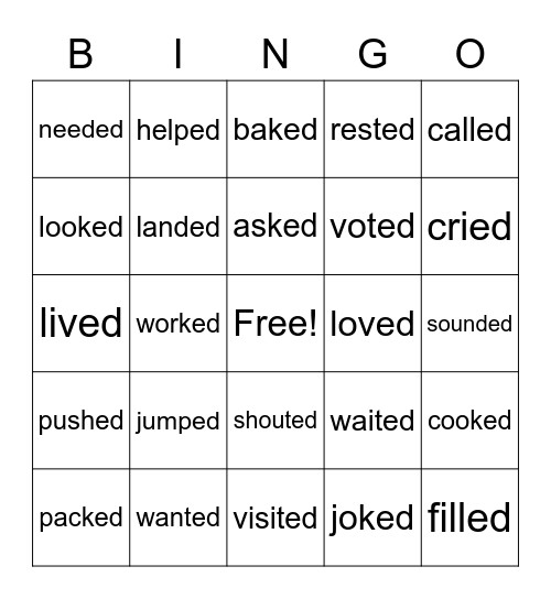 -ed endings Bingo Card
