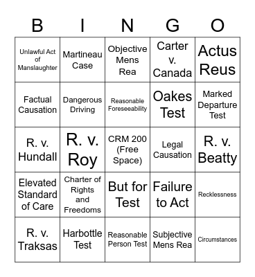 CRM 200 Midterm Bingo Card