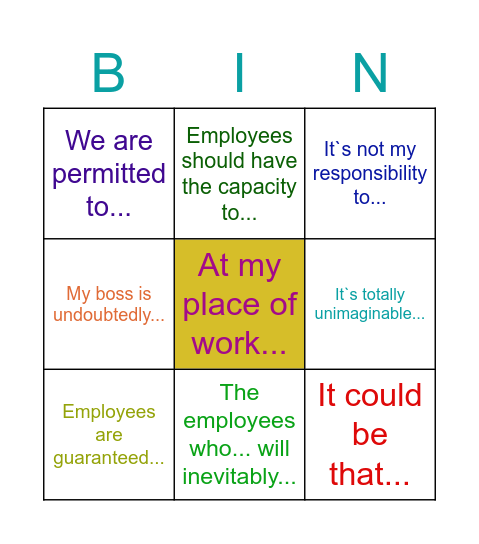 Expressing modality Bingo Card