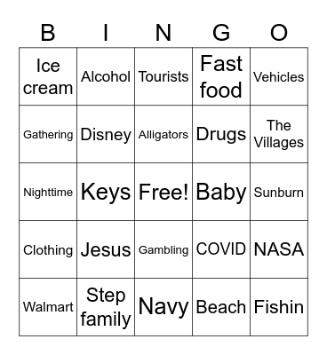 Florida Man Bingo Card