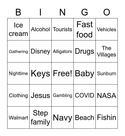 Florida Man Bingo Card