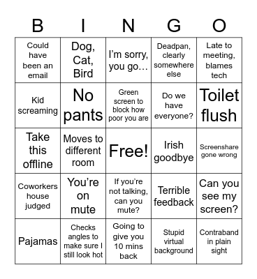 Zoom Bingo Card
