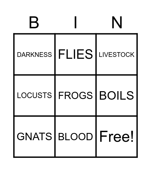 PLAGUES Bingo Card