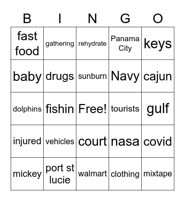 Florida Man Bingo Card