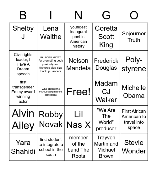 BLACK HISTORY BINGO Card