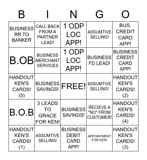 BUSINESS BANKING Bingo Card