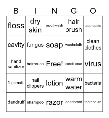 hygiene bingo Card