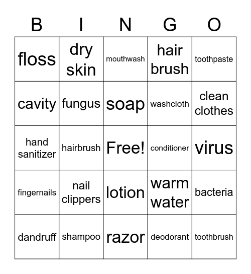 hygiene bingo Card