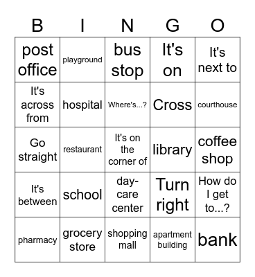 Around Town Bingo Card