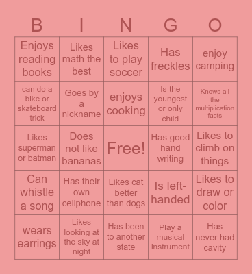 HUMAN BINGO Card