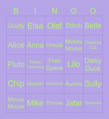 Disney Bingo Card