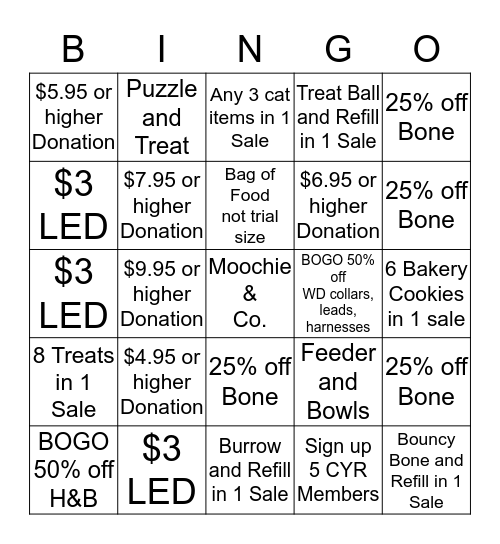 Moochie & Co. Bingo Card