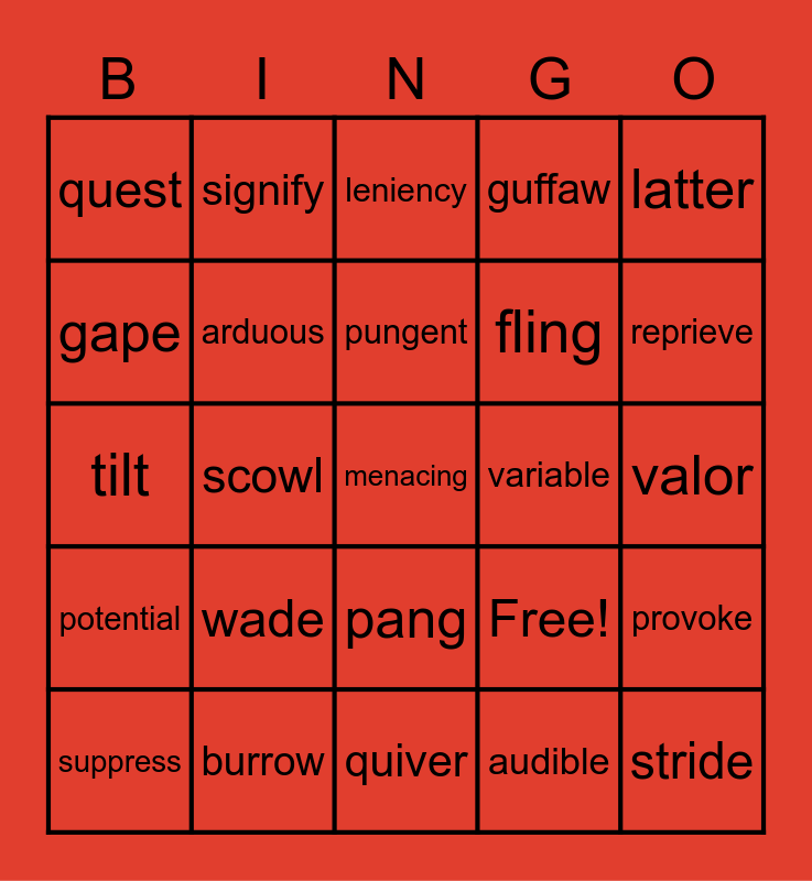 Hunger Games Chapter 8 Bingo Card