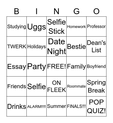 HASHTAG Bingo Card