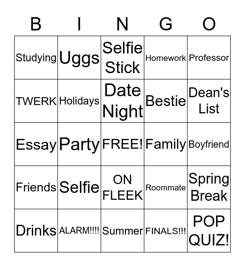 HASHTAG Bingo Card