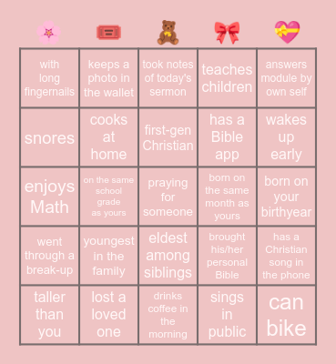 💘 Find Someone💘 Bingo Card