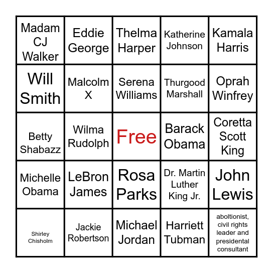 Black Excellence Bingo Card