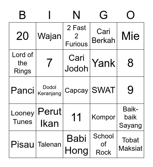 Dohyun Bingo Card