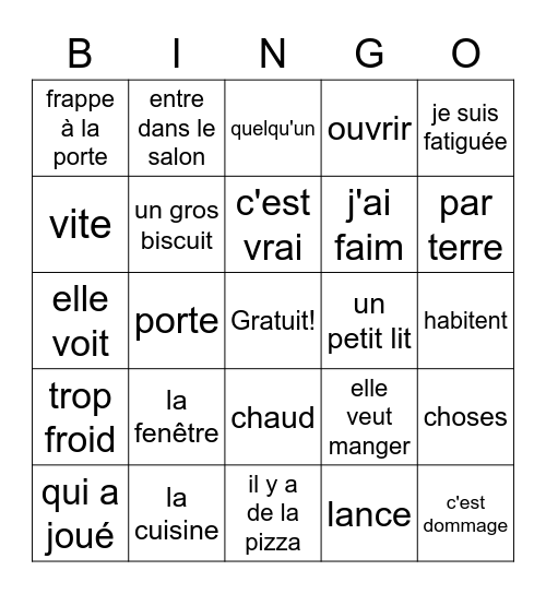 Boucles Violettes Bingo Card