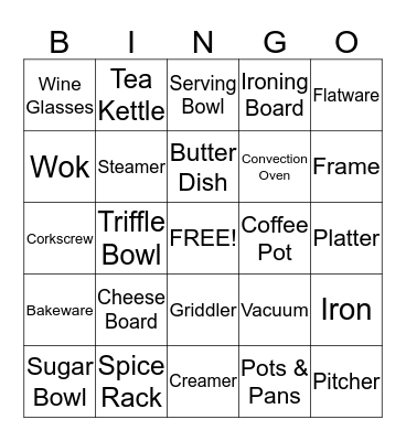 Kathryn's Bridal Shower Bingo Bingo Card