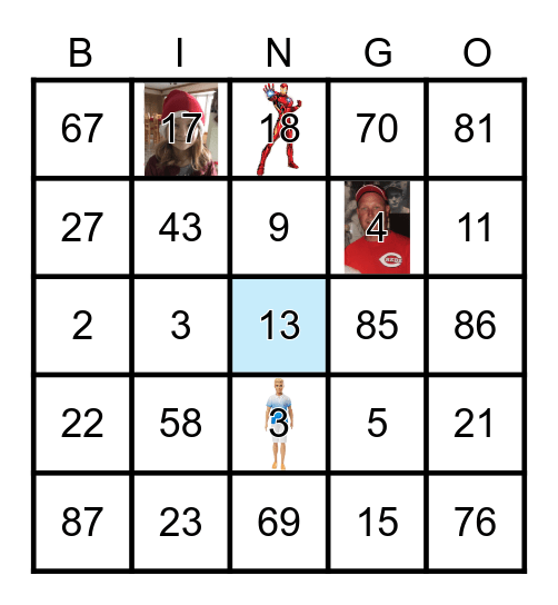 NUMBER Bingo Card