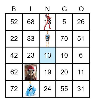 NUMBER Bingo Card