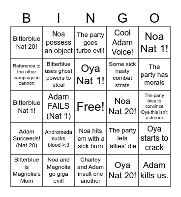 Unto Undeath Bingo Card