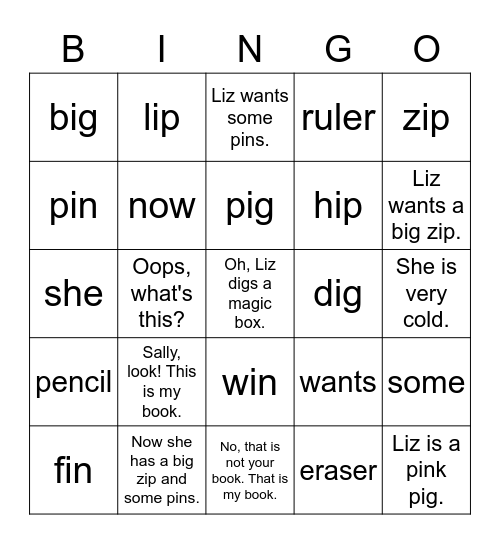 Dino 1A 5 Part 2 Bingo Card