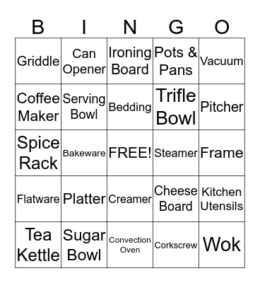 Kathryn's Bridal Shower Bingo Card